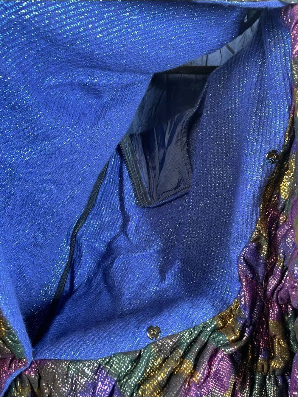 Vintage 80s Avant Garde Carlton Italy Jacket Size 42 Metallic Purple Blue Artsy - Picture 13 of 16